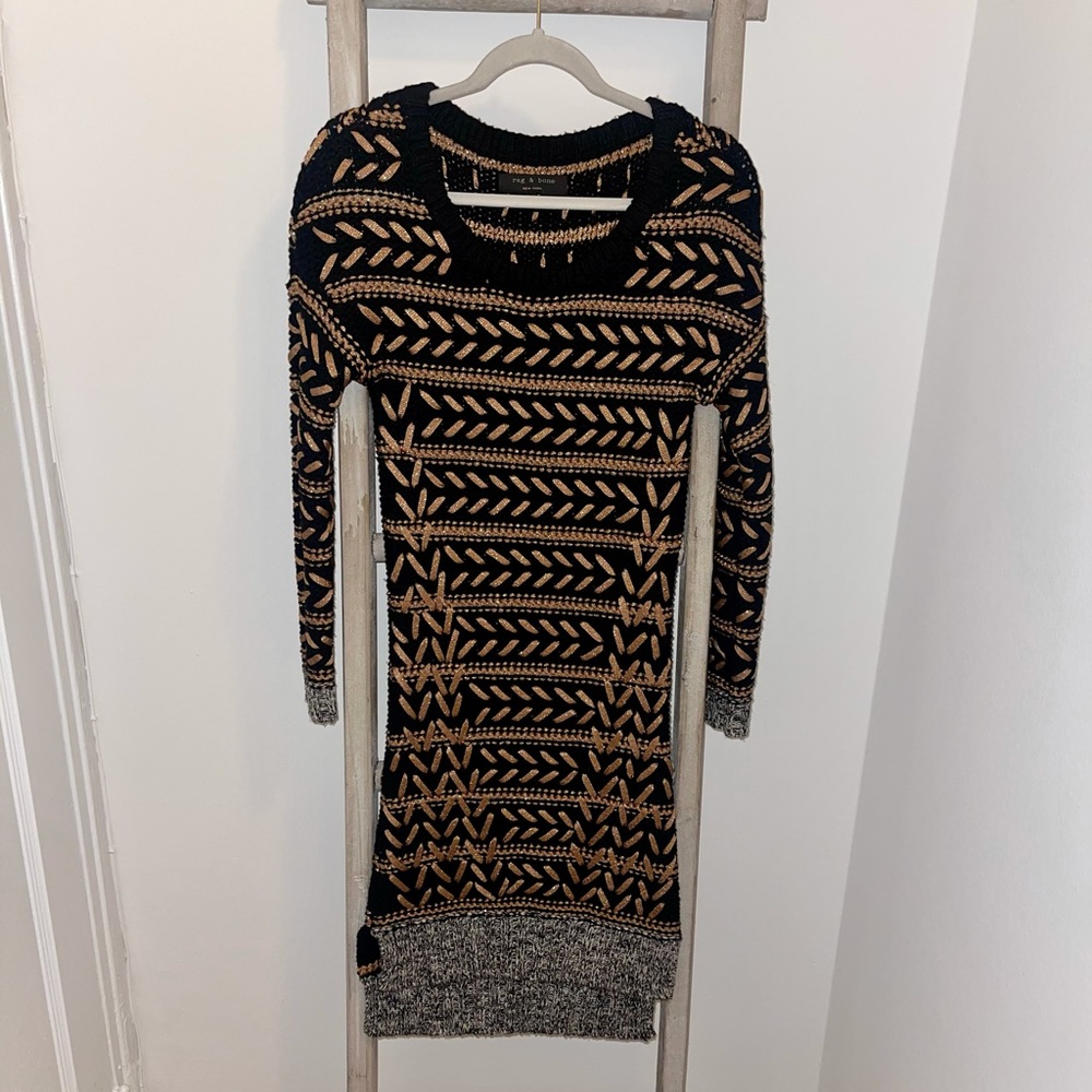 Rag & Bone Lambswool Blend 'lace' Weave Motif XS